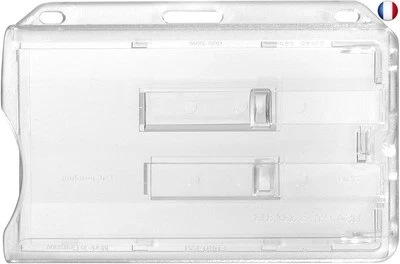 VISITER LA BOUTIQUE KARTEO Porte-Badge pour 2 Cartes, Porte-Carte Horizontal en Plastique Rigide pour