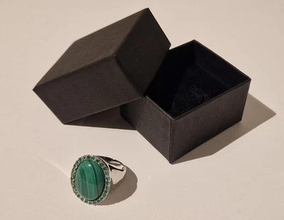 La Luna Ring 925 Sterlingsilber rhod. Malachit / Smaragd, Gr. 18 - Bild 1 von 4