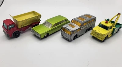 Vintage Lesney Matchbox Vehicles Lot of 4 WRECK TRUCK MERCURY GRIT SPREADER BUS - Image 1 of 4