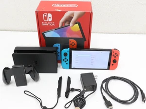 Nintendo Switch OLED Console with Neon Red/Neon Blue Joy-Cons HEG-001 - Picture 1 of 17