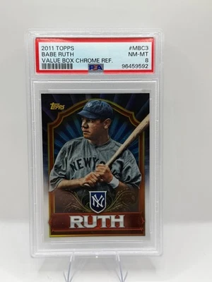 2011 Topps Value Box Chrome Refractor Babe Ruth #MBC3 PSA 8 NM-MT Yankees - Image 1 of 2