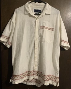 Mens Abercrombie & Fitch Aztec Embroidered Button Down Shirt Oversized Size L - Picture 1 of 9