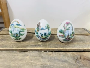 3 Vintage 1993 Princeton Gallery Einhorn Ei Figuren Handarbeit Fantasy - Bild 1 von 8