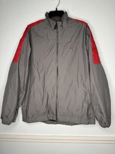 Nike Light Jacket Mens Large Full Zip Y2K Gray Tag Vintage Windbreaker Gray Red - Picture 1 of 4