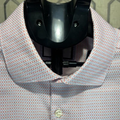 Charles Tyrwhitt Dress Shirt Men’s 17/35 Extra Slim White/red/blue micro check - Image 1 of 4