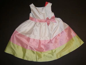 NWT Gymboree Special Occasion Pink Green Ivory Stripe Silk Spring Easter Dress - Picture 1 of 2