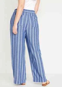 Old Navy Women’s High-Waisted Linen-Blend Wide-Leg Pants Striped Size 2X (Plus) - Picture 1 of 8