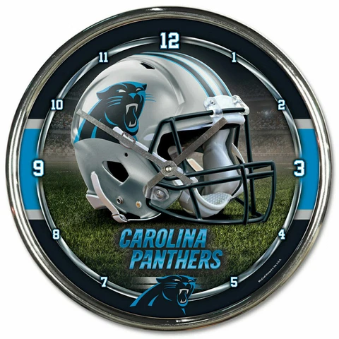 Carolina Panthers 12 Inch CHROME Clock by Wincraft - Perfect for Man Cave,Office Cover