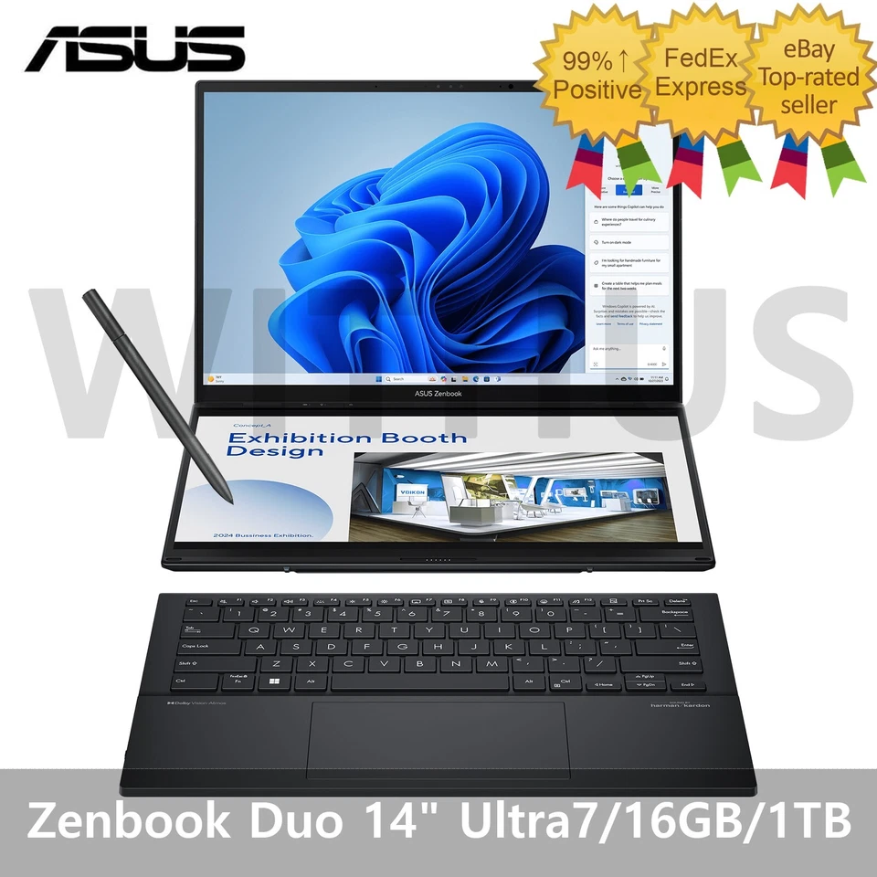 ASUS Zenbook Duo UX8406MA-QL149W 14" Ultra-7-155H 16GB 1TB Win11 Laptop