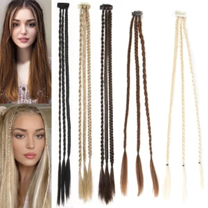 Geflochtene Haarverlängerungen Clip In Zopf Kunsthaar Lang Pferdeschwanz Haarteil Werkzeug - Bild 1 von 26