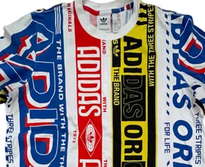 Camisa Adidas vintage Y2K para hombre XL tres rayas logotipo ropa de calle algodón  - Imagen 1 de 4