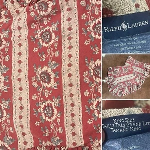 Vintage Ralph Lauren King Cassie DUVET Red French Blue FLORAL W/ 2 Euro Shams - Picture 1 of 6
