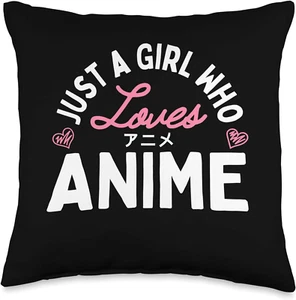 Just a Girl Who Love Anime Merch Roba Regali per Ragazze Adolescenti Cuscino Lancio - Foto 1 di 12