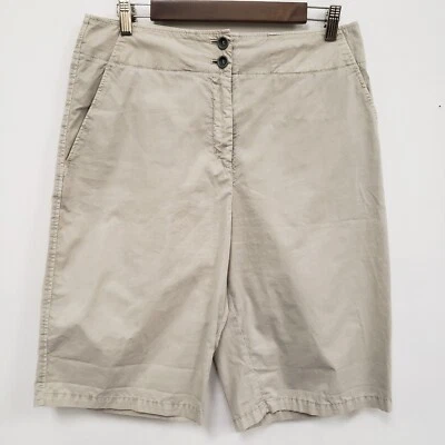 Ischiko Womens Khaki Bermuda Shorts Size 2 High Rise Neutral Academia Preppy - Image 1 of 4