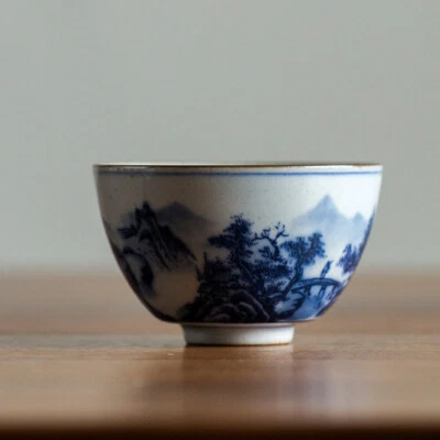 Taza de té Jingdezhen China estilo antiguo azul y blanco porcelana taza maestra 120 ml Foto 1 de 4