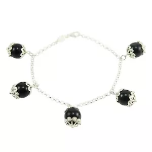 Armband Sardo Auf Chainani 5 Steine Schwarz Filigran Silber Schmuck Sardinien - Bild 1 von 2