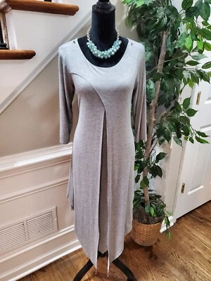 Vestido para mujer Krazy Kat gris rayón cuello redondo manga larga hasta la rodilla talla pequeña Foto 1 de 4