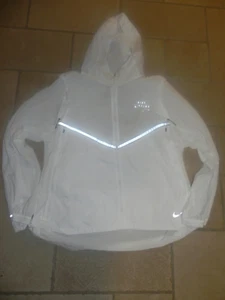 Nike Running Division Laufjacke weiß silber Gr. XL große Taschen Reflektoren - Bild 1 von 2