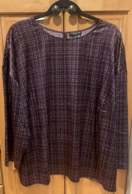 NUEVO CON ETIQUETAS Pulsera Eileen Fisher Plus Cassis Georgette Crepe Redonda Nk Slv Top 2X Foto 1 de 4