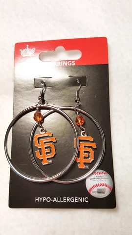 SAN FRANCISO GIANTS EARRINGS TEAM 2" HOOP COLOR BEAD DANGLE STYLE WITH HOOP NEW Cover