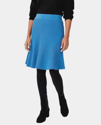 NUEVO Ann Taylor PS SP Falda Para Mujer Azul Acanalado Acampanado Flippy Suéter Columpio Pequeño Foto 1 de 4