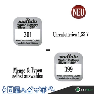 Murata ex Sony Uhrenbatterien 301 - 399 1,55V - Silberoxid Knopfzellen Sortiment - Bild 1 von 36