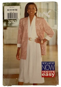 Butterick See&Sew 3292 Womens Misses Jacket n Dress Sewing Pattern Sz B 12 14 16 - Picture 1 of 5