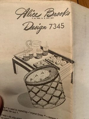 Vintage Alice Brooks CROCHETED Coasters Pattern Instructions Sheet - Image 1 of 3