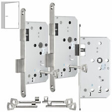 AGT 3er-Set Buntbart-Einsteckschlösser für Zimmertüren, Falle, DIN links