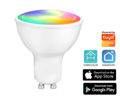 Lampada Faretto SMART GU10 luce LED 6W WiFi RGB+3colorazioni BLUETOOTH - Immagine 1 di 4