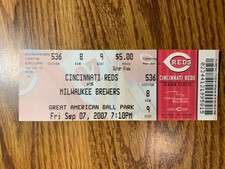 2007 Cincinnati Reds Joey Votto Career Hit 4 First Double 2B Ticket Stub 9/7/07