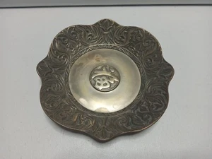 ANTIQUE CHINESE SMALL BRONZE BOWL OR PLATE Etched Design - Picture 1 of 6