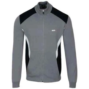 Mens Boss Knitwear Grey Full Zip With Logo Smart Casual Zotek - Size XXL - Picture 1 of 5