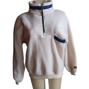 Vtg 90's Marker Polartec Womens XS White Fleece Pullover With Half-Zip & Pocket - Picture 1 of 7