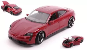 Coche Escala 1:24 Welly PORSCHE TAYCAN TURBO ROJO Diecast Miniaturas - Imagen 1 de 1