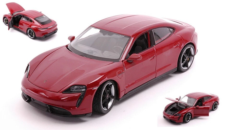 Modellino auto scala 1:24 Welly PORSCHE TAYCAN TURBO RED diecast modellismo car - Immagine 1 di 1