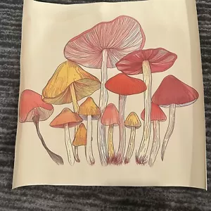 Small Wall Poster Mushroom Retro Canvas Painting MCM Mush Fungi Decor 12x12 New - Picture 1 of 7