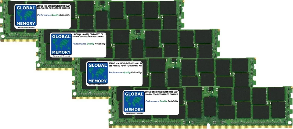 256GB 4x64GB DDR4 2933MHz PC4-23400 288-PIN ECC REGISTERED RDIMM SERVER RAM KIT - Image 1 of 1