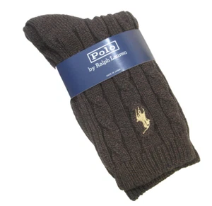 Ralph Lauren Polo Pony Damen Stiefelsocken 87% Baumwolle Pullover Strick Zopfmuster braun - Bild 1 von 1