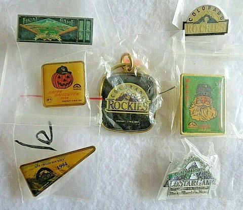 Colorado Rockies MBL, 6 Lapel Pins and 1 Key Chain Lot Cover
