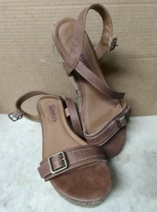 Shimmer Women's Size 10M Wedge Block Heels Open Toe Buckle Sandals - Picture 1 of 6