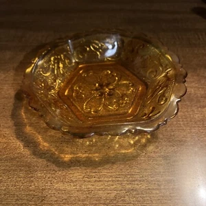 Imperial Amber Glass Octagon Candy Dish Vintage 1950's - Picture 1 of 4