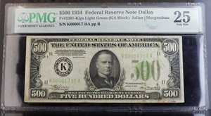 1934 $500 FRN Dallas Fr#2201-Klgs (KA Block) Julian/Morgenthau PMG VF25 - Picture 1 of 2