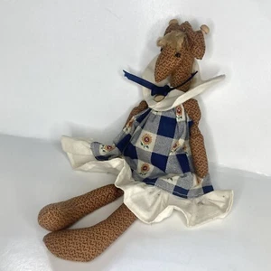 Vintage Giraffe Plush Stuffed Animal Toy Wearing Dress 12” Homemade - Picture 1 of 5