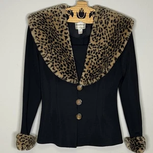 Joseph Ribkoff Blazer Leopardenmuster Damen Größe 12 Schulterpolster Vintage hergestellt in Kanada - Bild 1 von 7