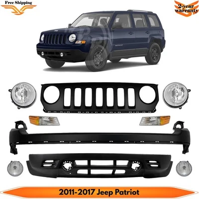 Front Bumper Cover Primed Plastic & Headlights Kit For 2011-2017 Jeep Patriot Foto 1 de 4