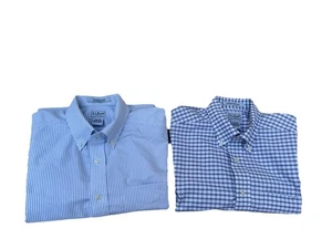 Lot Of 2 LLL Bean Men's Wrinkle Resistant Traditional Blue White Stripe Shirt - Picture 1 of 12