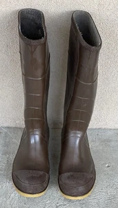 Vintage GOODALL Poly Sole Brown Rubber Boots Steel Toes Waterproof-Mens 7 - USA - Picture 1 of 10