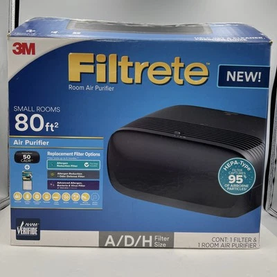 Purificador de aire 3M, habitación pequeña, filtro HEPA de 80 pies cuadrados - usado solo 1 semana Foto 1 de 4