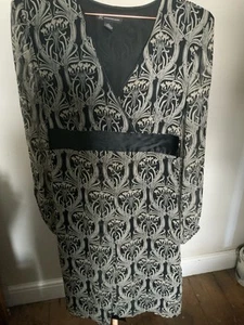 Vintage Silk Dress. Size 10 20s Look Chiffon Tie Back International Concepts - Picture 1 of 9